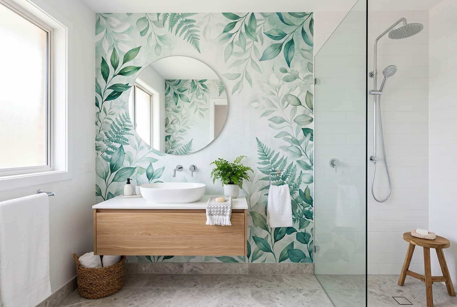 Impresión mural para baños